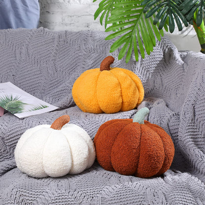 Queekay 2 Pcs Pumpkin Pillow Plush 11x9.5 Inch Fall Decor Ginger Cotton