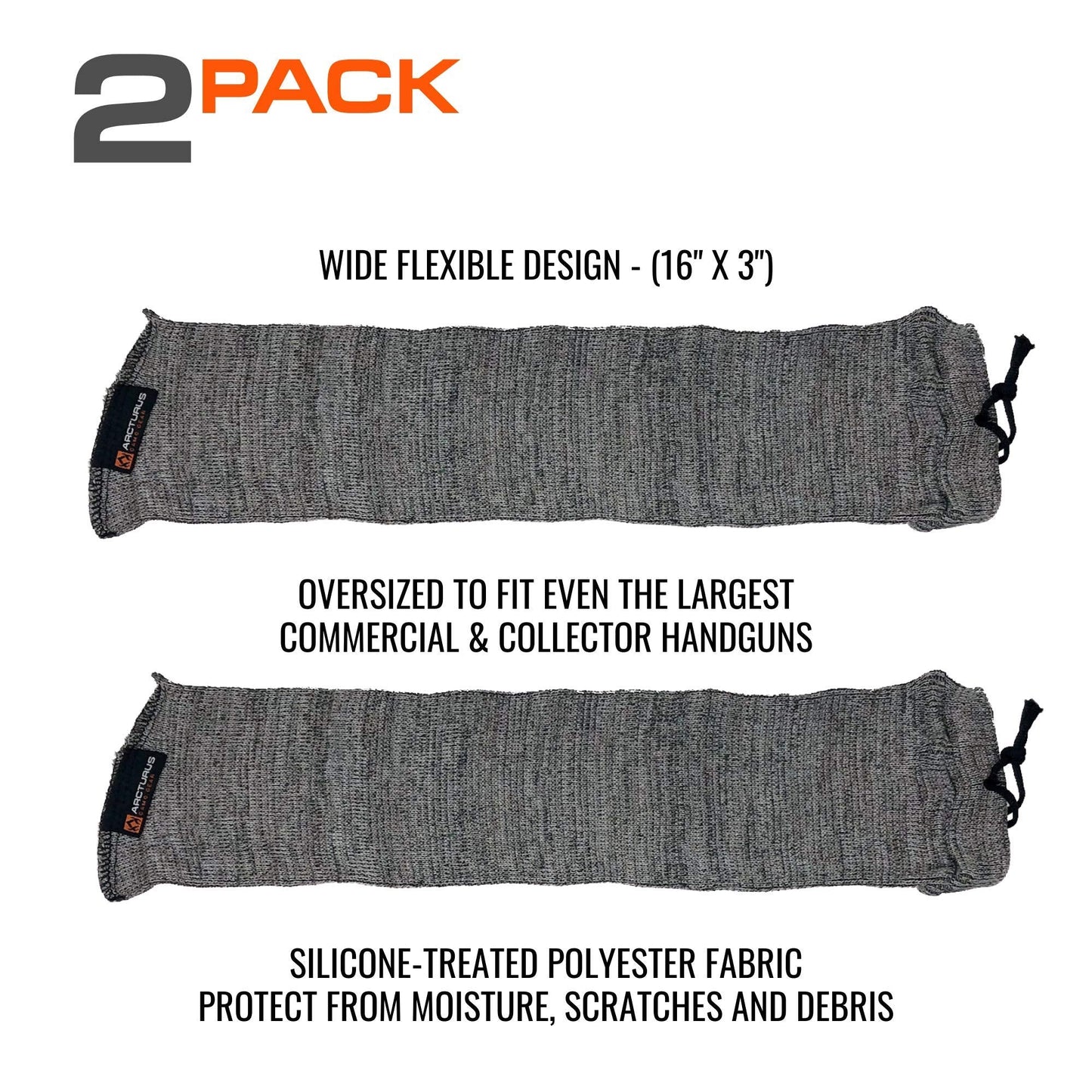 Arcturus Silicone-Treated Handgun Socks - Wide, Flexible Design (3" x 16") Easily Fits Your Pistol or Revolver.