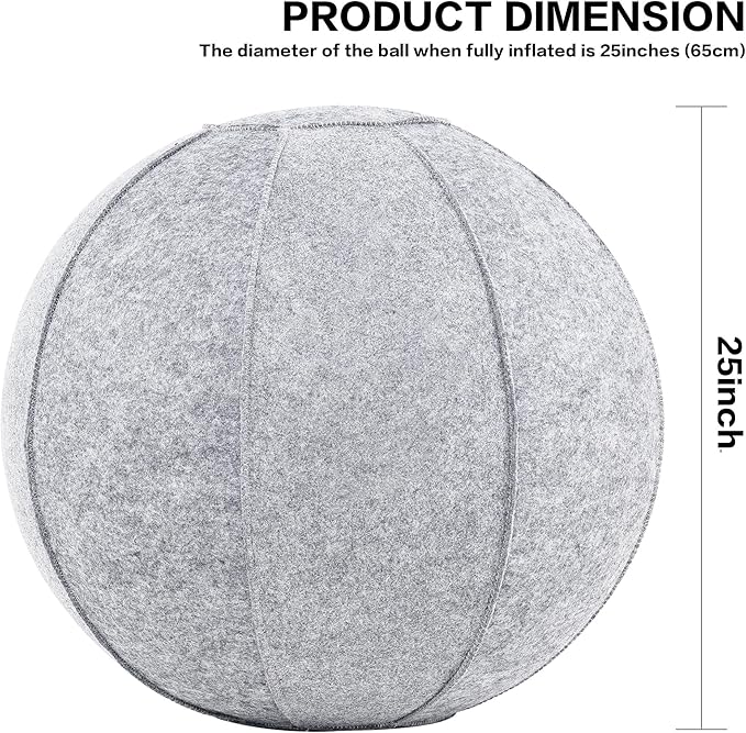 Yoga Ball Exercise Ball, Anti Slip Stability Ball Chair, 25” Heavy Duty Large Gym Ball for Fitness, Balance and Core Workout with Cover, Easy Clean