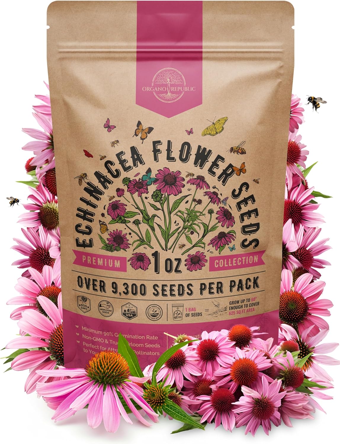 Marigold Seeds Pack 1 oz - Over 9,250 Non-GMO Heirloom Marigold Seeds for Planting Indoor & Outdoor Gardening, Flower Seed for Planting Home and Garden, Flowers Seed in Individual Packet
