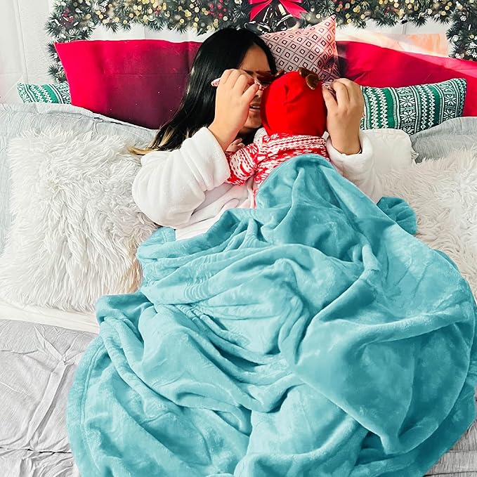 Bedsure Fleece Throw Blanket for Couch River Blue - Lightweight Plush Fuzzy Cozy Soft Blankets and Throws for Sofa, 50x60 inches