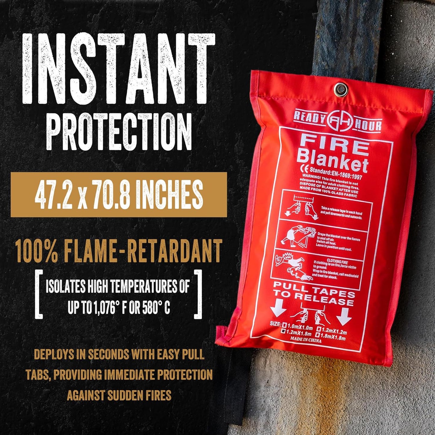 Fire Evacuation Mask & Fire Blanket | Emergency Fire Safety Kit for Home | Smoke Protection Survival Gear for Kids and Adults