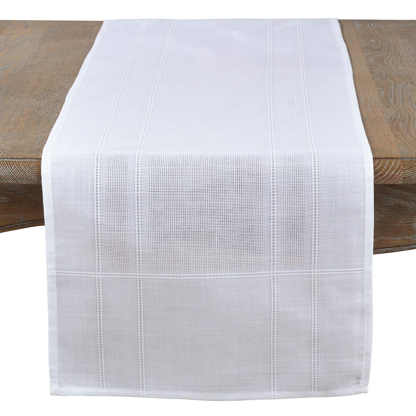 Fennco Styles Holiday Drawn Work Thread Design Table Runner - 2 Colors (White, 16"x72" Table Runner)