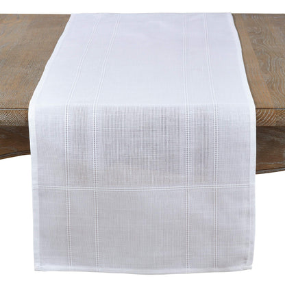 Fennco Styles Holiday Drawn Work Thread Design Table Runner - 2 Colors (White, 16"x72" Table Runner)