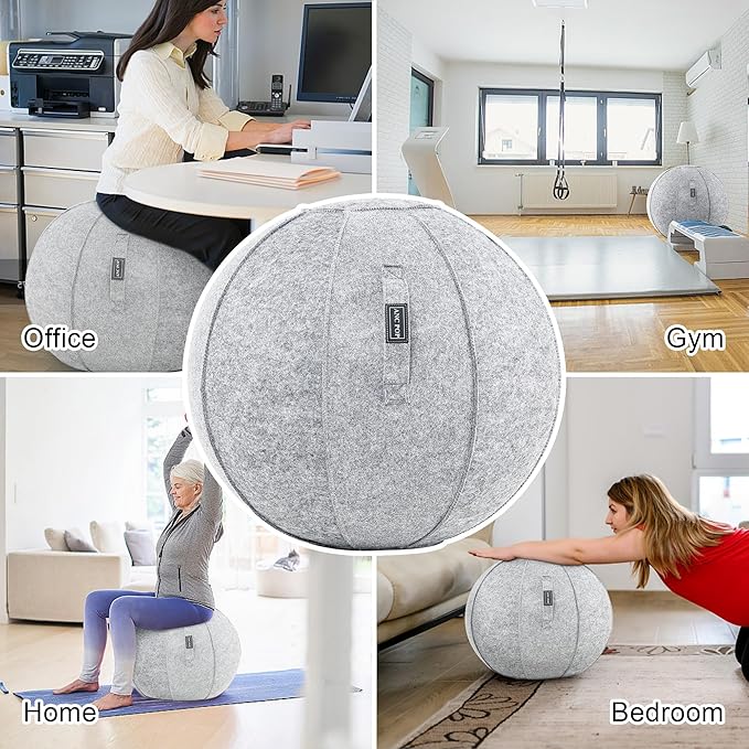 Yoga Ball Exercise Ball, Anti Slip Stability Ball Chair, 25” Heavy Duty Large Gym Ball for Fitness, Balance and Core Workout with Cover, Easy Clean