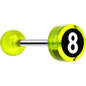14G 5/8 Neon Green Acrylic Behind the 8 Ball Tongue Ring