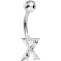 Crystalline Gem Studded Letter X Belly Ring