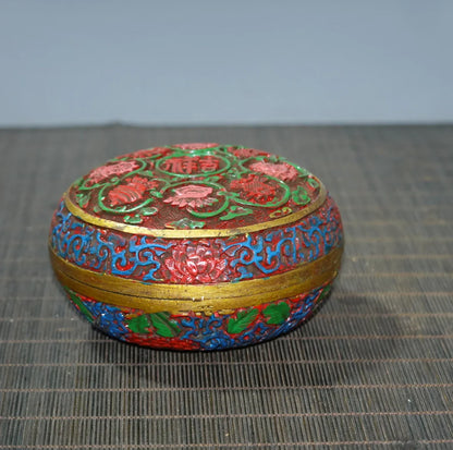 Handmade Painted Lacquerware Flower Box – Vintage-Inspired Chinese Storage
