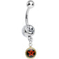 Clear Gem Black and Red Five Pointed Star Charm Dangle Belly Ring