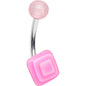White and Pink Acrylic Layered Diamond Belly Ring