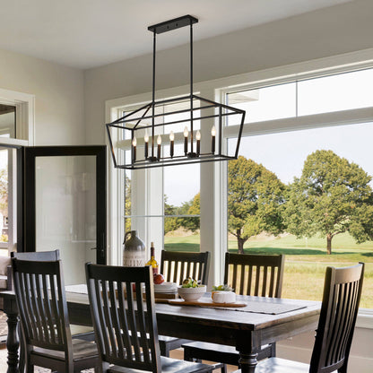 Chandelier Industrial Linear 5-Light Matte Black Metal Pendant 39 In