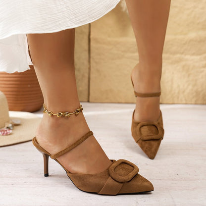 Women's Suede Closed-Toe Stiletto Heels