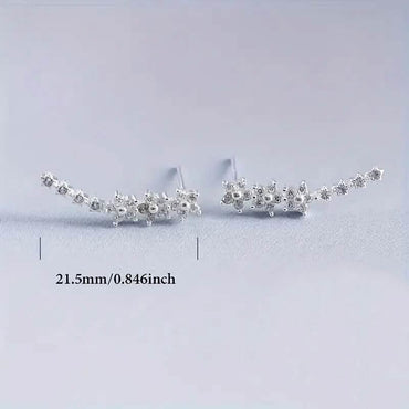 925 Silver Climber Earrings with Hypoallergenic Synthetic Cubic Zirconia