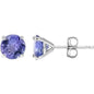 925 Solid Sterling Silver 2.00ct Genuine Tanzanite Round Stud Earrings