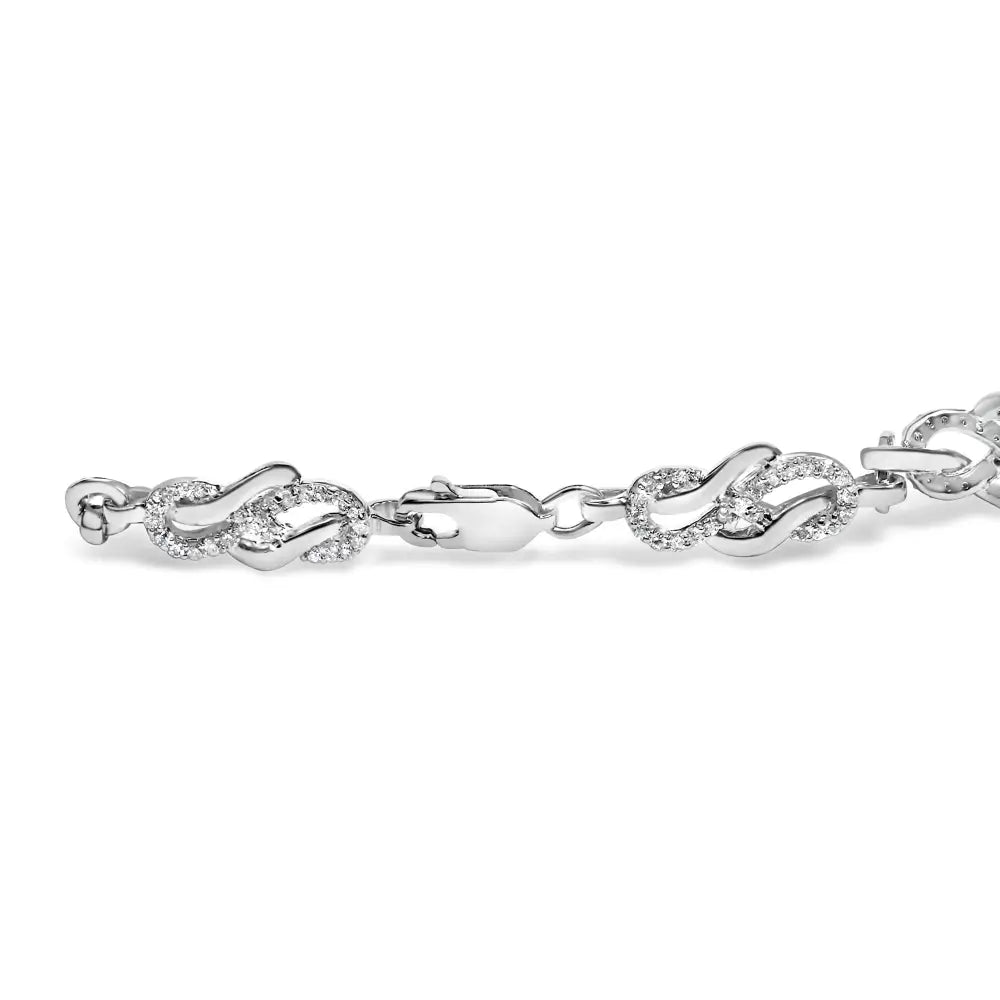 1.0 CTTW Diamond Infinity Swirl Link Bracelet in .925 Sterling Silver