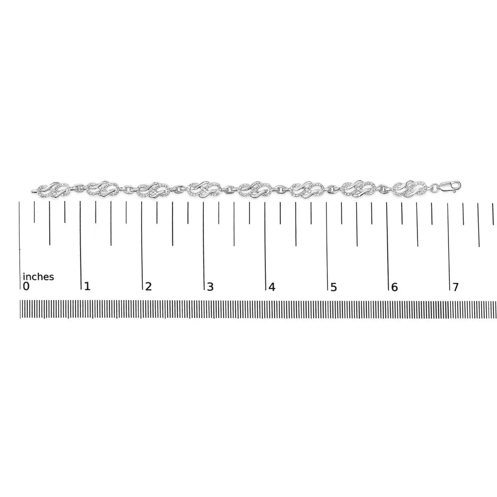 1.0 CTTW Diamond Infinity Swirl Link Bracelet in .925 Sterling Silver