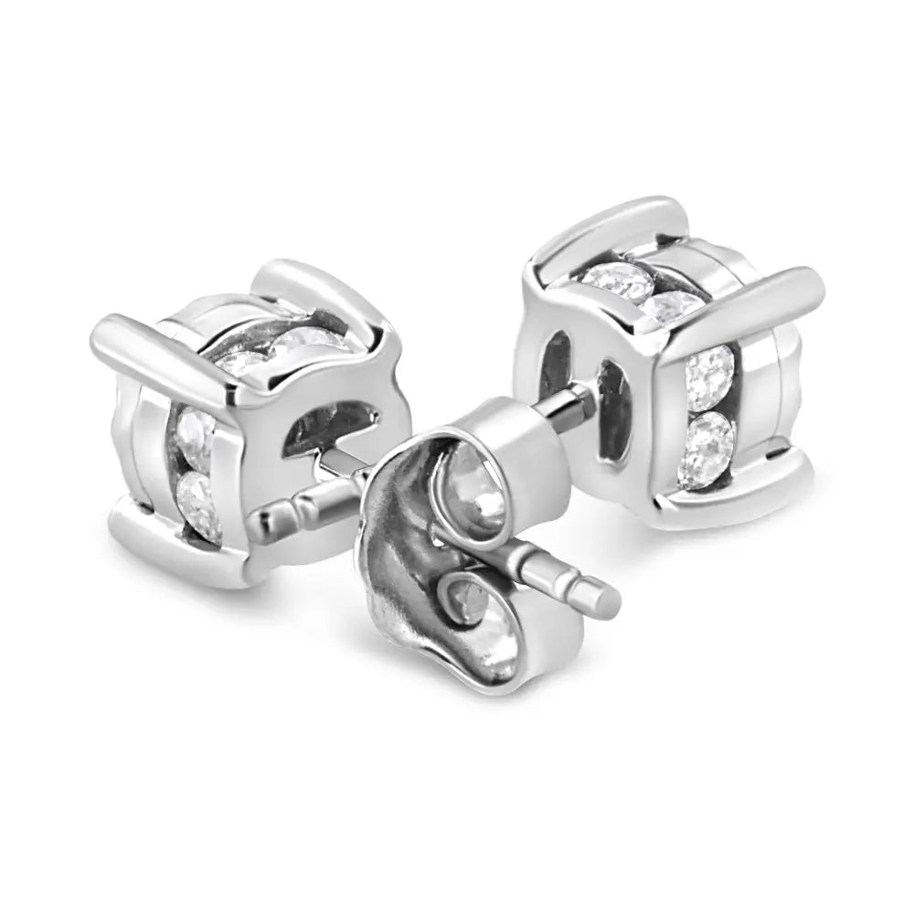 1.0 Cttw Round Diamond Solitaire Stud Earrings in Sterling Silver