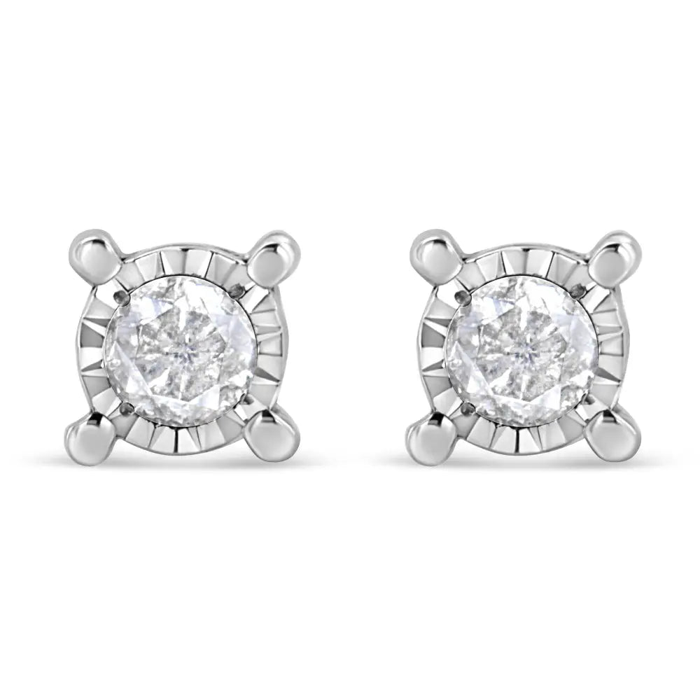 1.0 Cttw Round Diamond Solitaire Stud Earrings in Sterling Silver