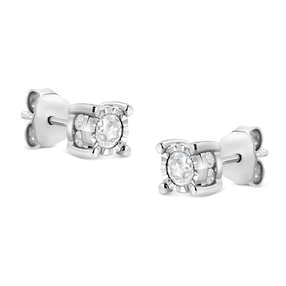 1.0 Cttw Round Diamond Solitaire Stud Earrings in Sterling Silver
