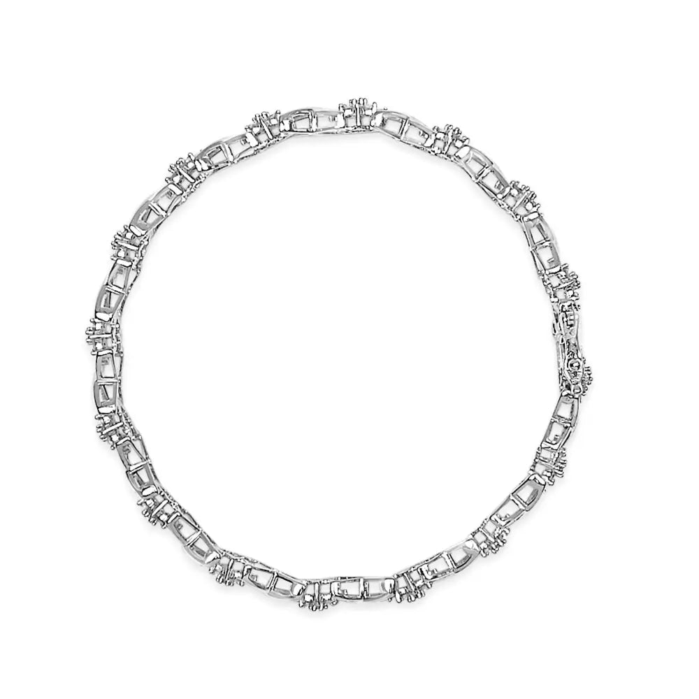 Diamond Cluster X Link Tennis Bracelet in Sterling Silver 1.5 Cttw