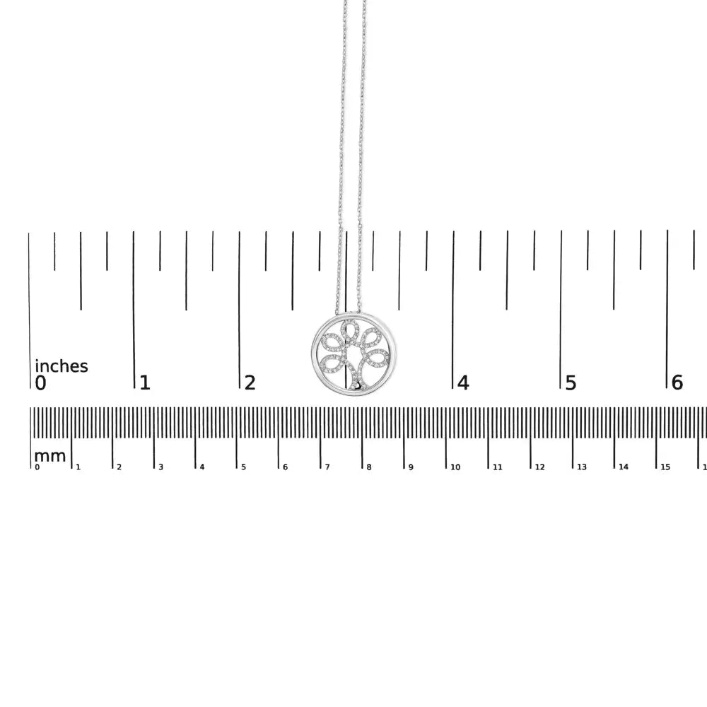 Diamond Tree of Life Sterling Silver Pendant Necklace 1/10 Cttw