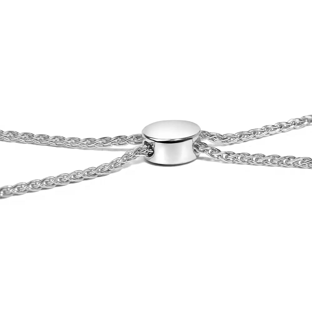 1/2 Cttw Diamond Double Wave Bolo Bracelet in .925 Sterling Silver