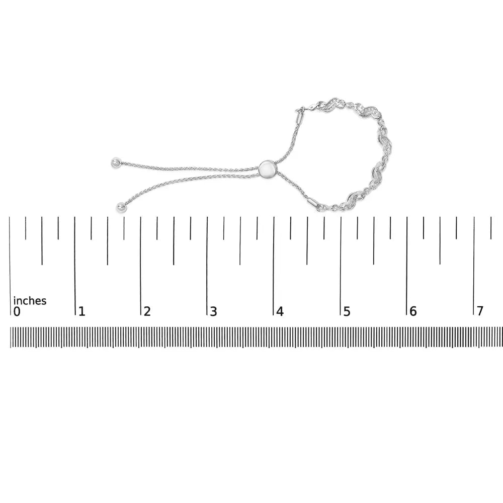 1/2 Cttw Diamond Double Wave Bolo Bracelet in .925 Sterling Silver