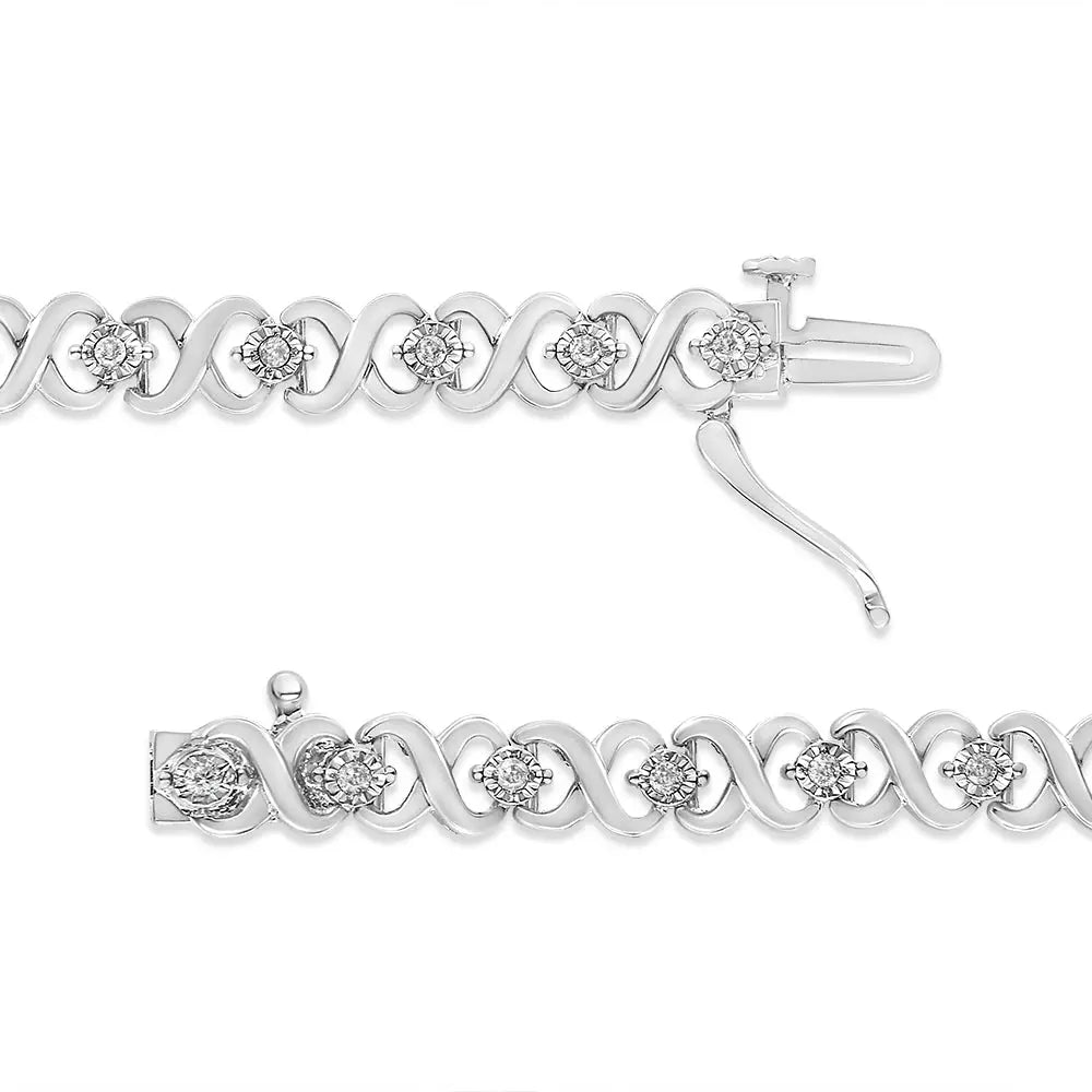 1/3 Cttw Diamond Infinity Link Bracelet in Sterling Silver 7.25 Inch