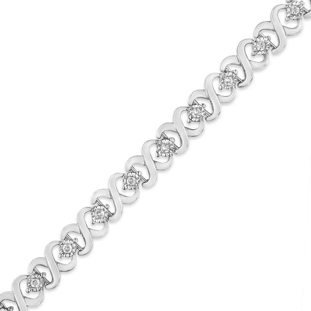 1/3 Cttw Diamond Infinity Link Bracelet in Sterling Silver 7.25 Inch