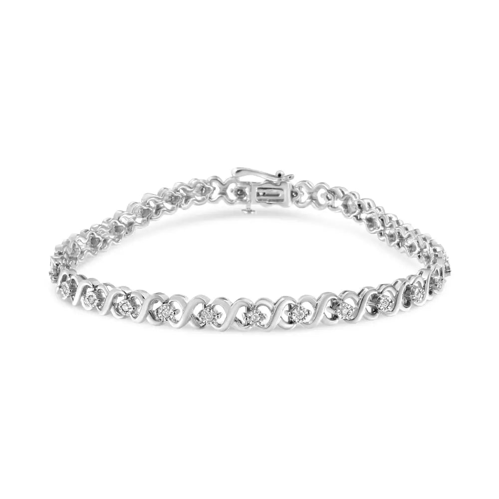 1/3 Cttw Diamond Infinity Link Bracelet in Sterling Silver 7.25 Inch