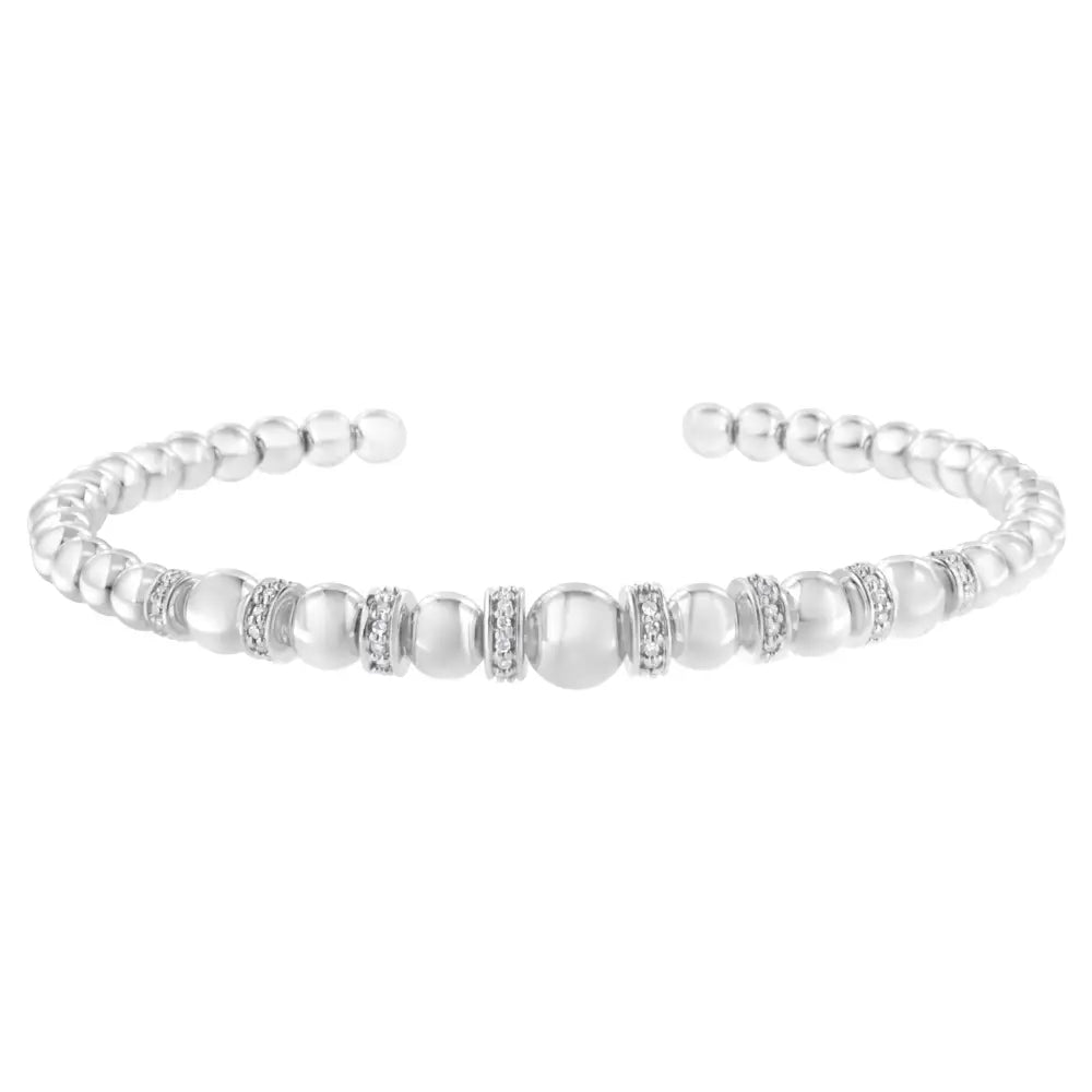 1/4 ct. Diamond Graduated Rondelle Bead Cuff Bangle in Sterling Silver