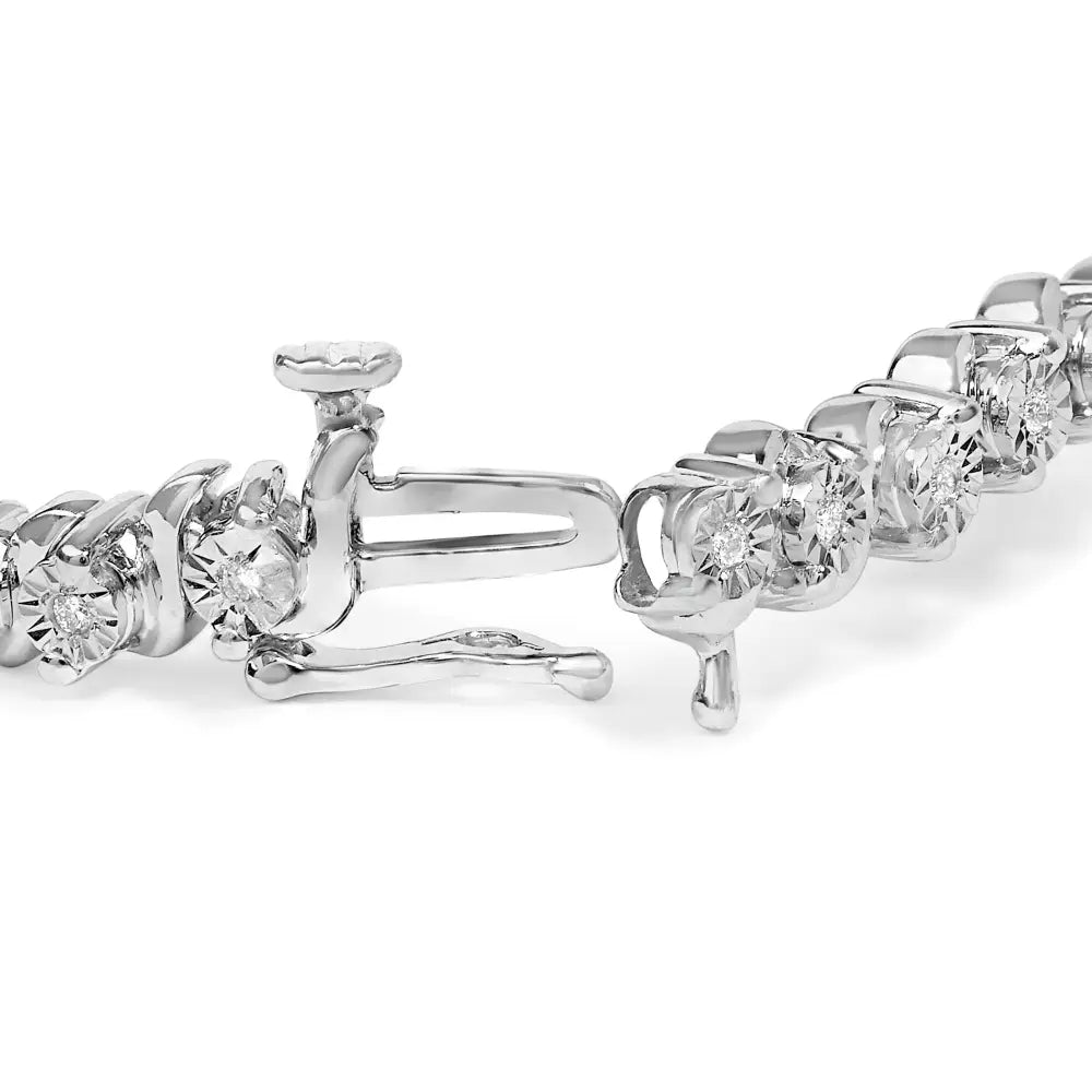 1/4 Cttw Diamond S Link Bracelet in Rhodium Plated .925 Sterling Silver