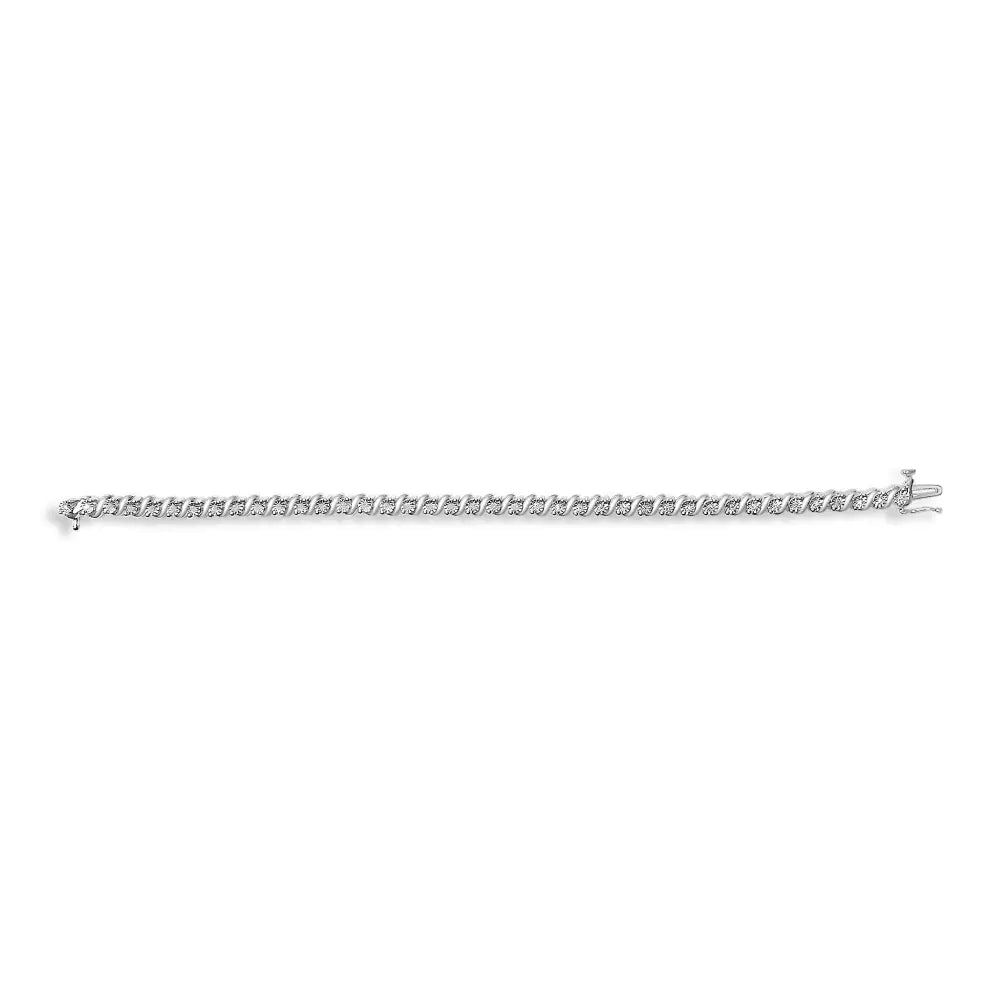 1/4 Cttw Diamond S Link Bracelet in Rhodium Plated .925 Sterling Silver