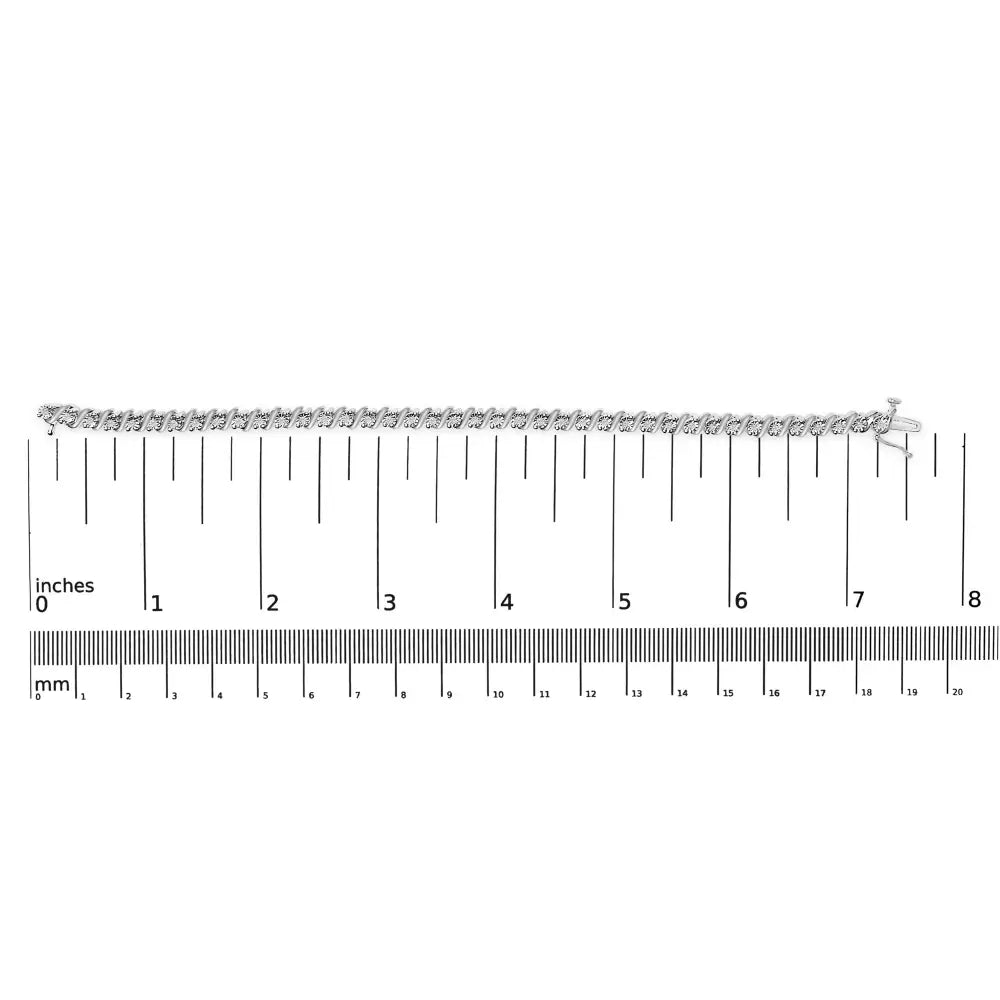 1/4 Cttw Diamond S Link Bracelet in Rhodium Plated .925 Sterling Silver
