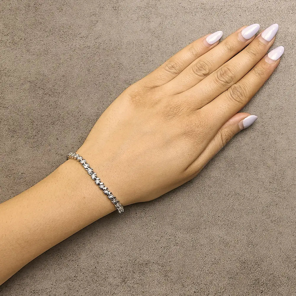1/4 Cttw Diamond S Link Bracelet in Rhodium Plated .925 Sterling Silver