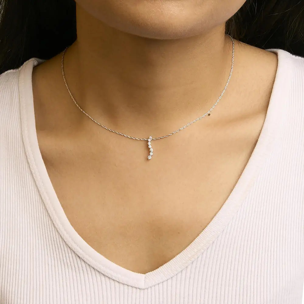 1/4 Cttw Lab Grown Diamond Journey Pendant Necklace in .925 Sterling Silver