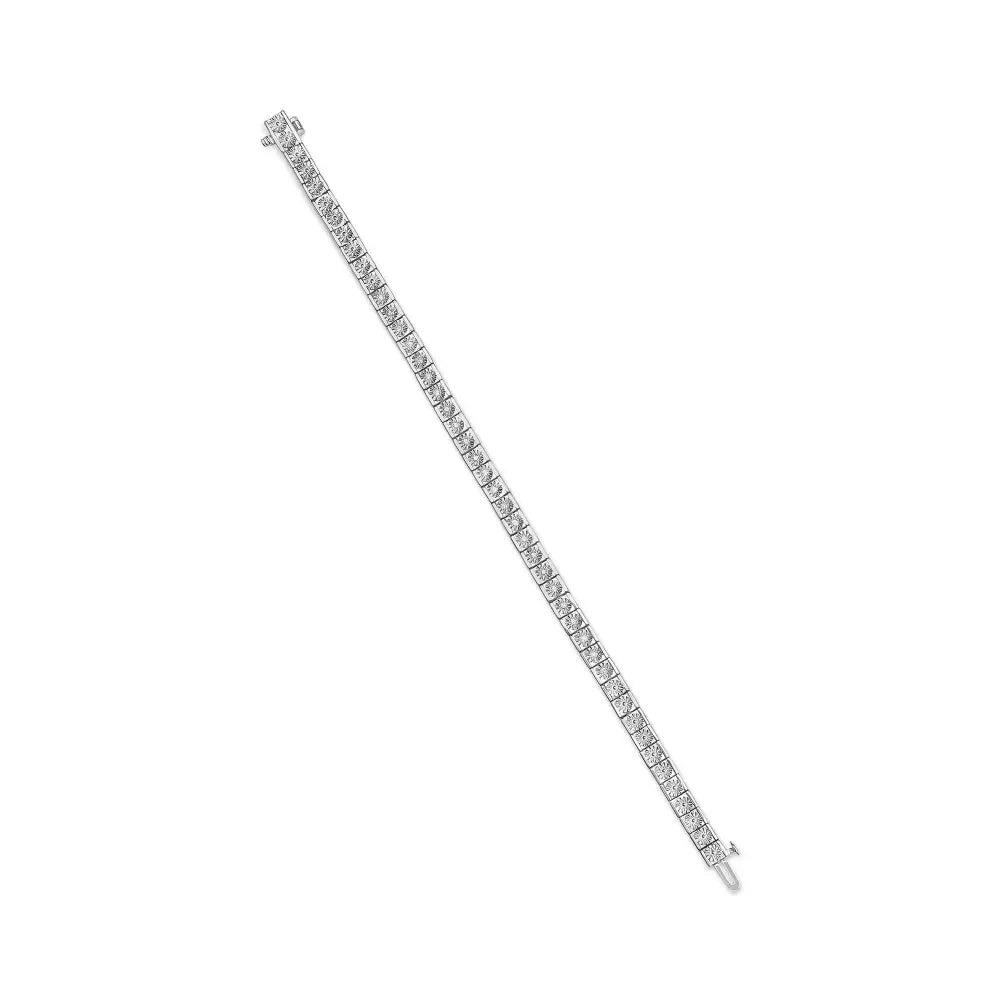 1/4 Cttw Diamond Bead Link Tennis Bracelet in Sterling Silver 7.25 Inch