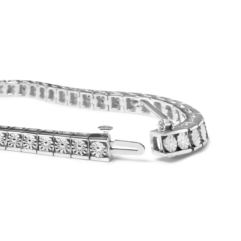 1/4 Cttw Diamond Bead Link Tennis Bracelet in Sterling Silver 7.25 Inch