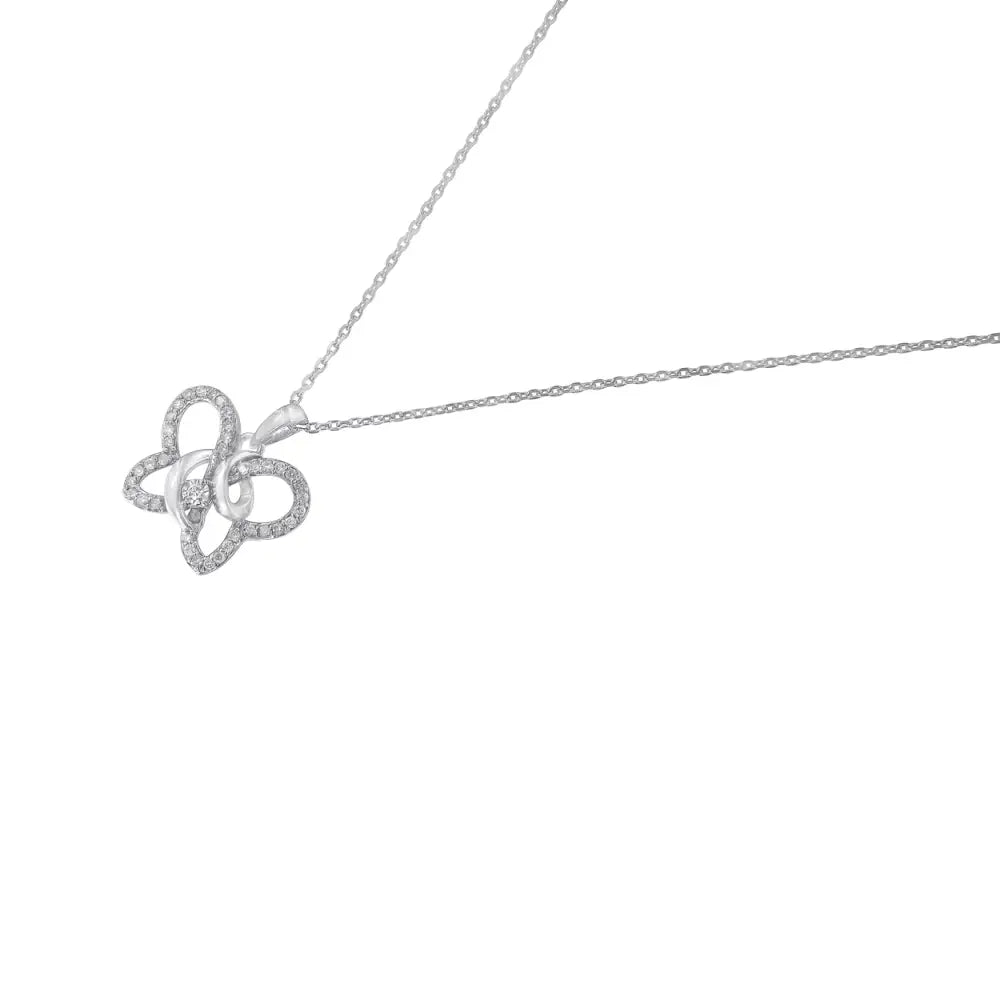 1/4 Cttw Diamond Butterfly Spiral Pendant Necklace in Sterling Silver 18