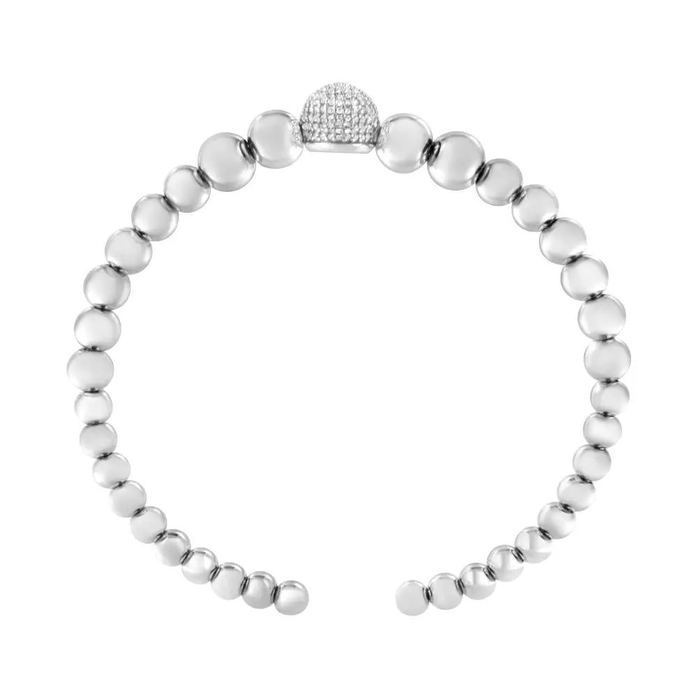 Diamond Heart Link Bracelet in Sterling Silver 1/6 Cttw 7.25 Inches