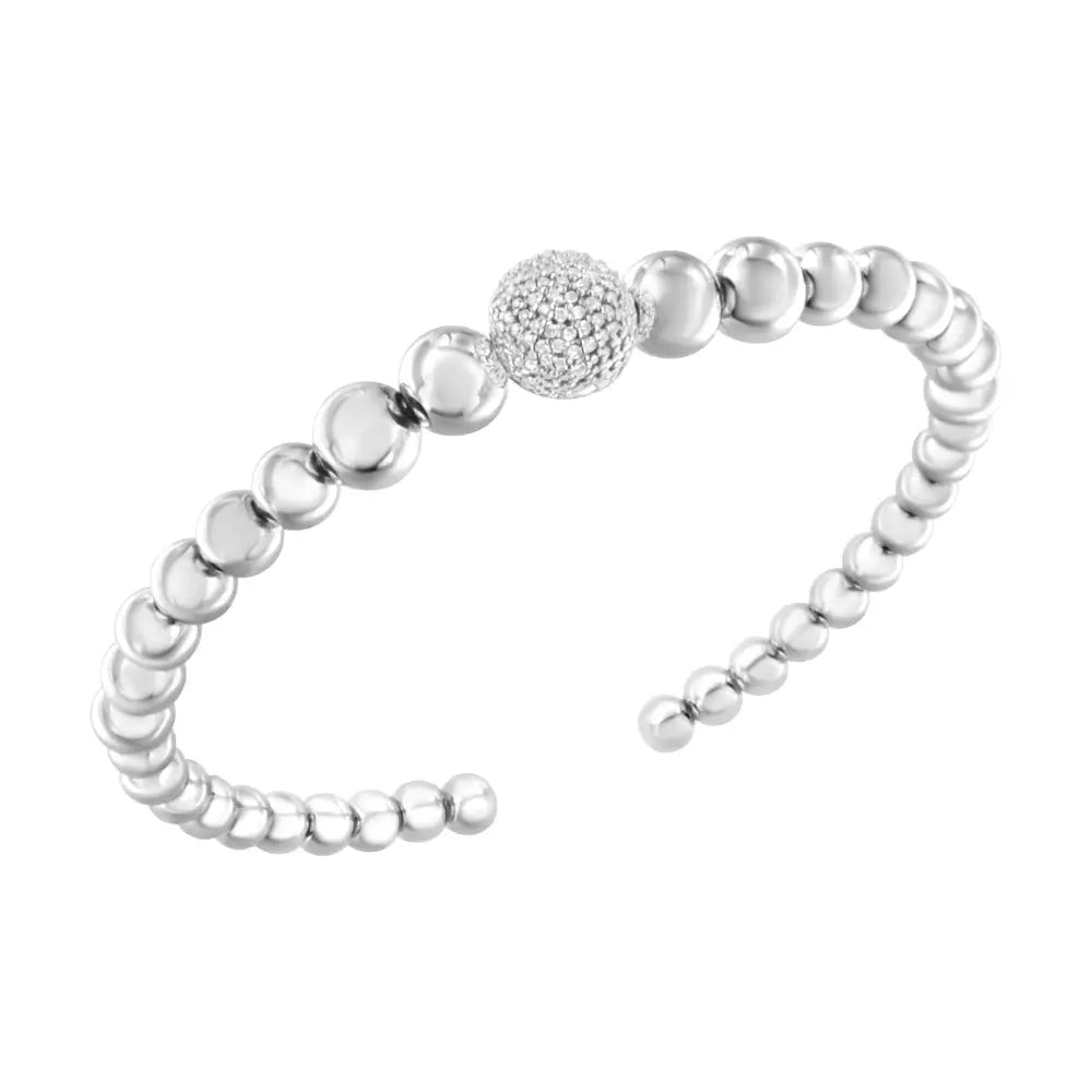 Diamond Heart Link Bracelet in Sterling Silver 1/6 Cttw 7.25 Inches