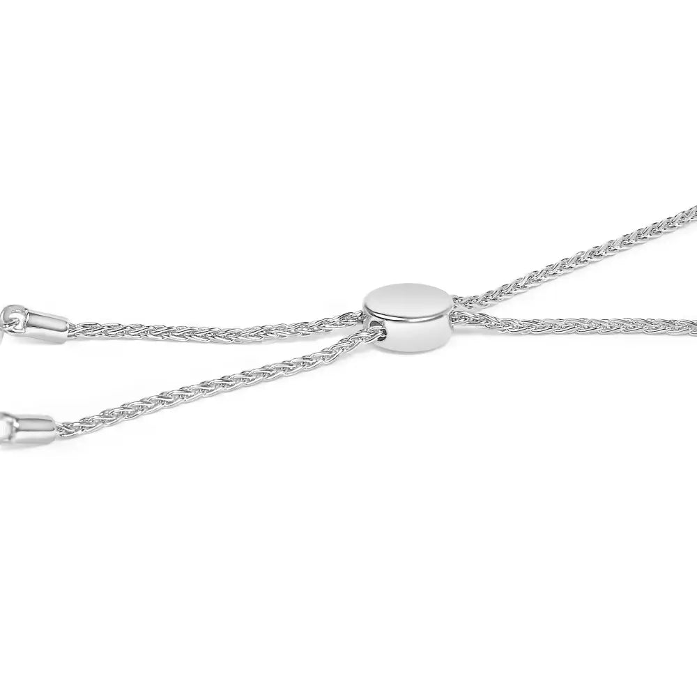 Diamond X and O Bolo Bracelet in .925 Sterling Silver 1/6 Cttw