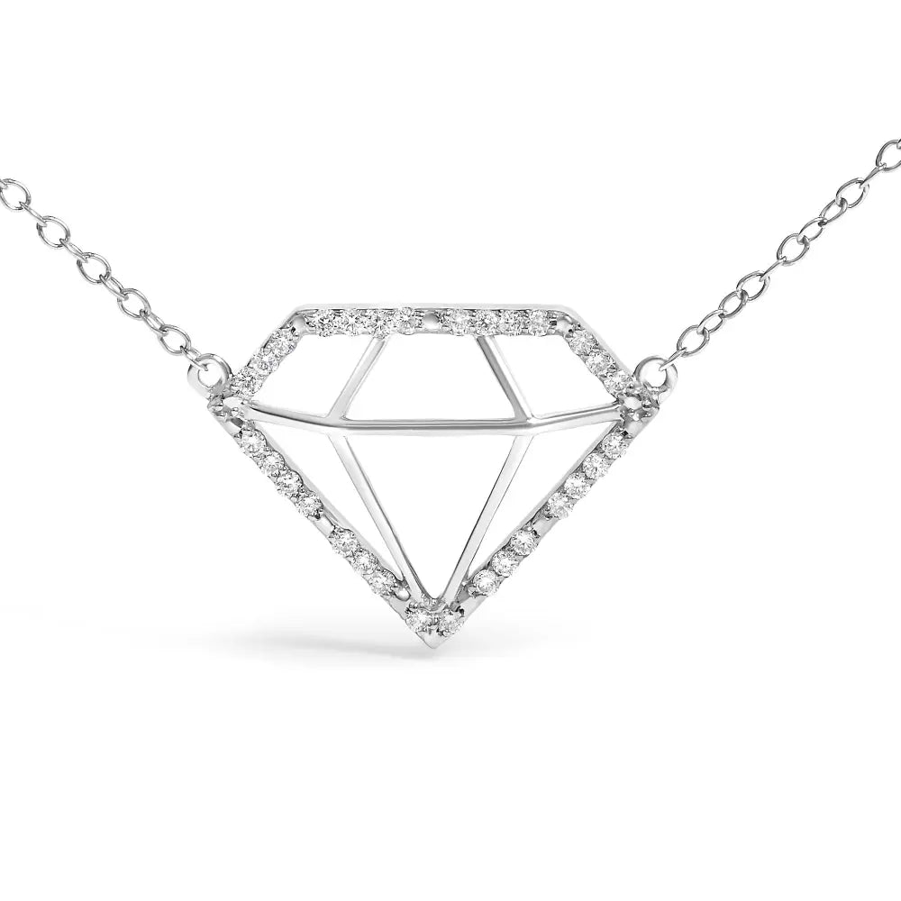 Diamond Shaped .925 Sterling Silver 1/7 Cttw Lab Grown Diamond Necklace 18