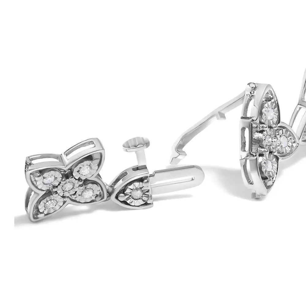 1 Cttw Natural Diamond Four Leaf Clover Link Bracelet in Sterling Silver