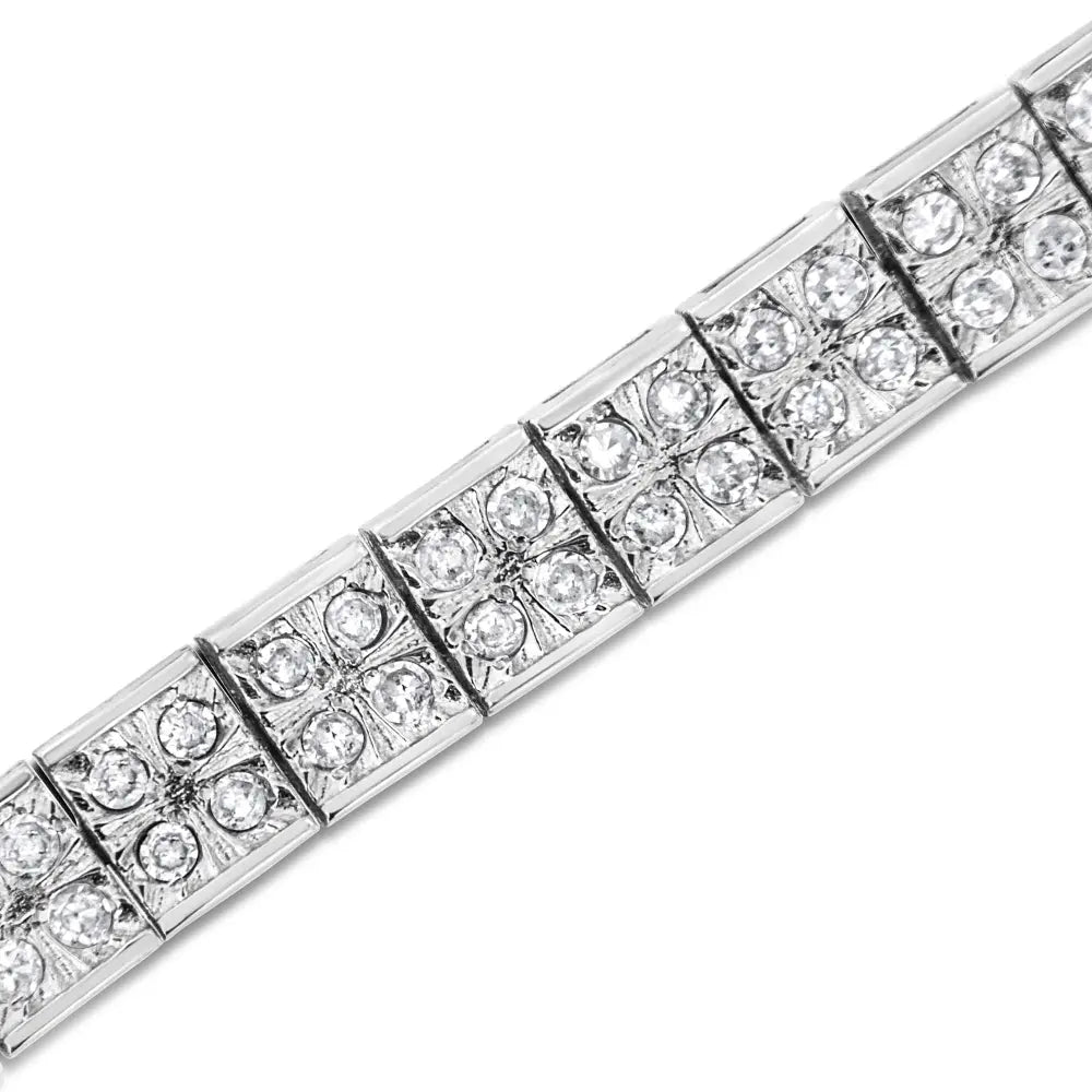 2.0 Cttw Four-Stone Diamond Link Bracelet in Sterling Silver 7.25 Inch