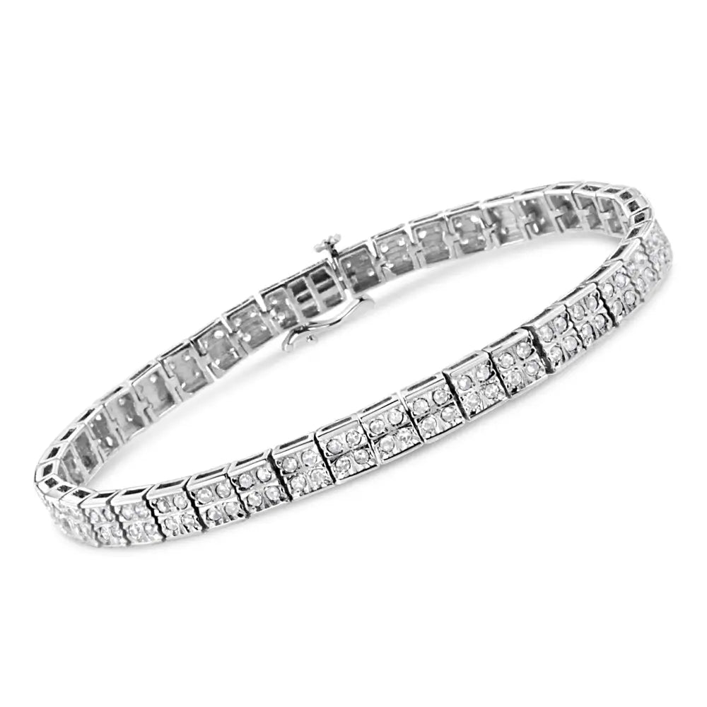 2.0 Cttw Four-Stone Diamond Link Bracelet in Sterling Silver 7.25 Inch