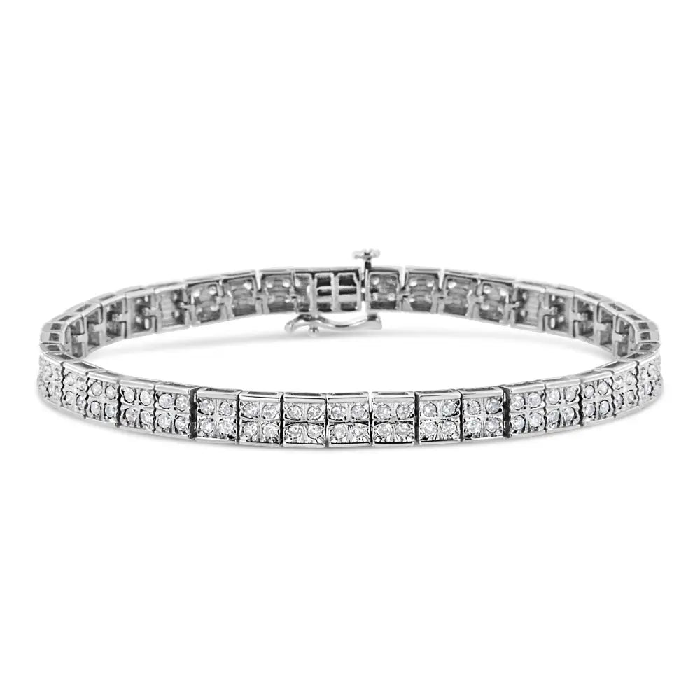 2.0 Cttw Four-Stone Diamond Link Bracelet in Sterling Silver 7.25 Inch