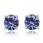 925 Sterling Silver 2.00 Cttw Sapphire Round Cut Studs