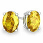 925 Sterling Silver 2.00ct Genuine Oval Yellow Sapphire Stud Earrings