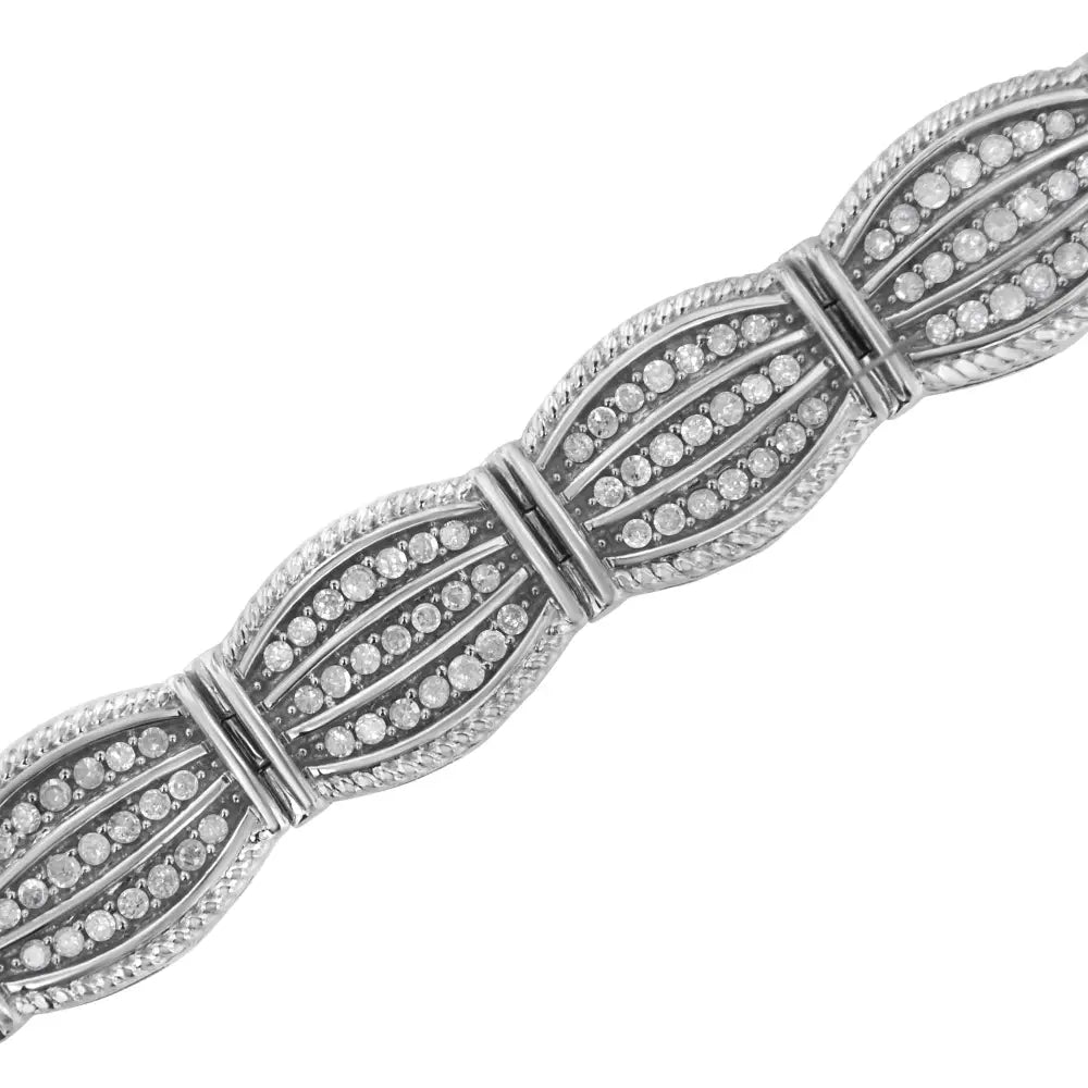 Art Deco 3.0 Cttw Diamond Three Row Tennis Bracelet in Sterling Silver
